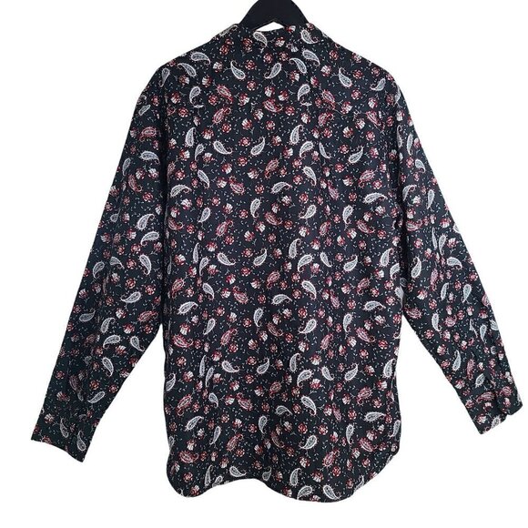 NWT SILVER STONE COLLECTION Mens Black & Red Paisley Button up Shirt Modern Fit - Picture 4 of 8